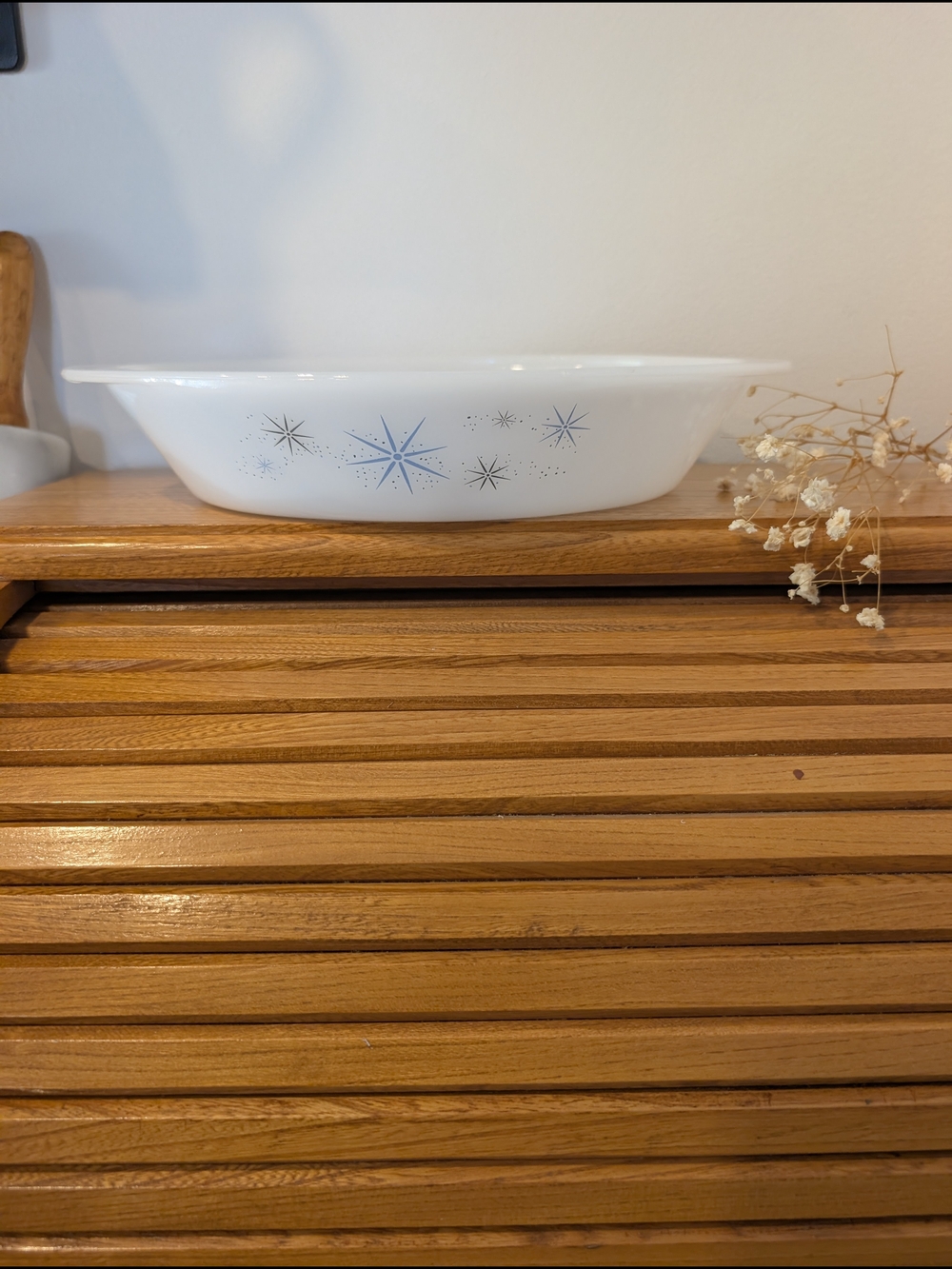 Vintage Glasbake “Blue Starburst” Divided Baking Dish — Made in USA